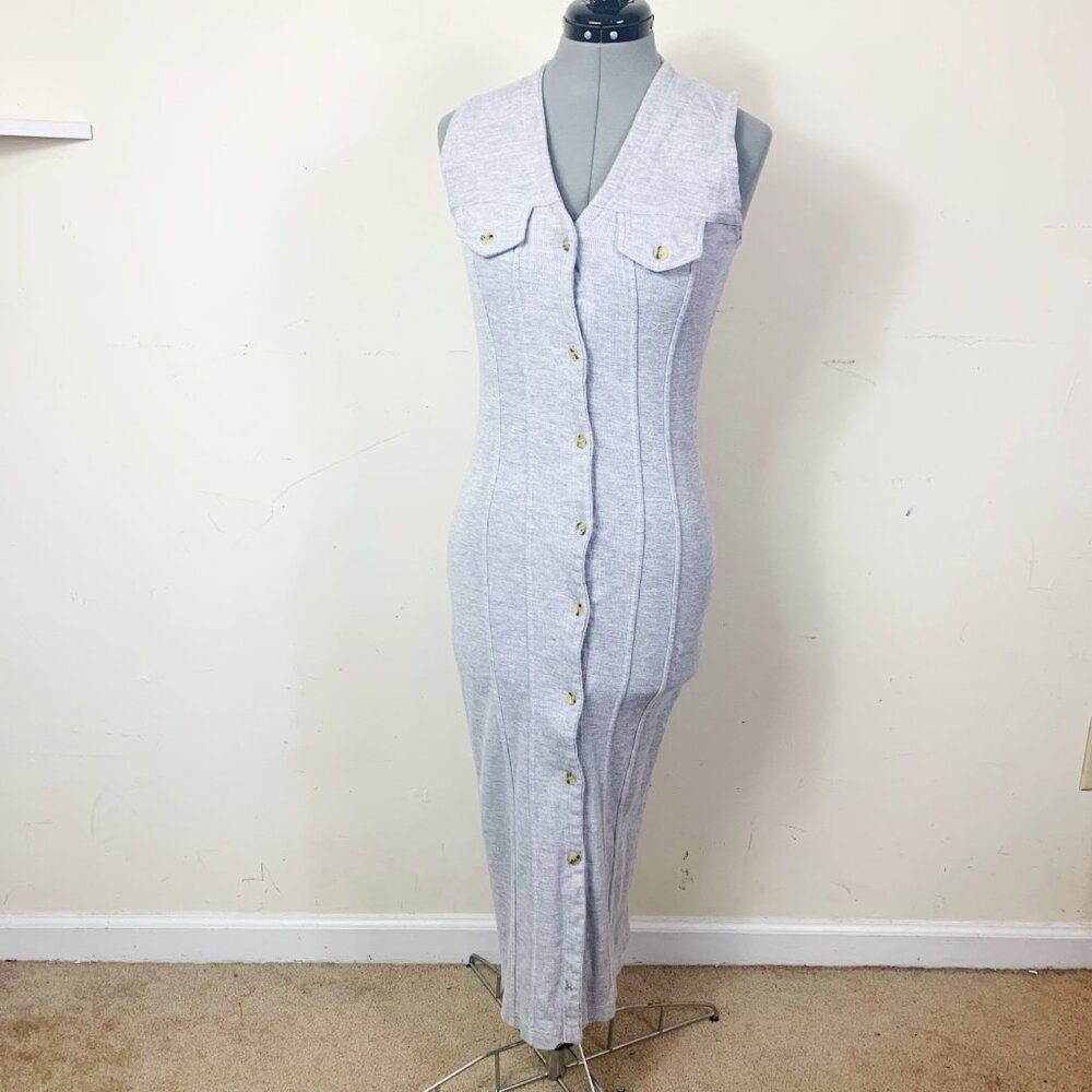 Y2K Grey Bodycon Maxi Dress Size Medium